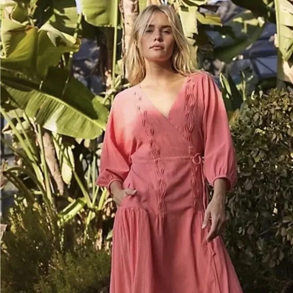 Free People | Dresses | Free People Endless Summer On The Move Midi Dress  Wrap Pink Dress Size Xsmall | Poshmark